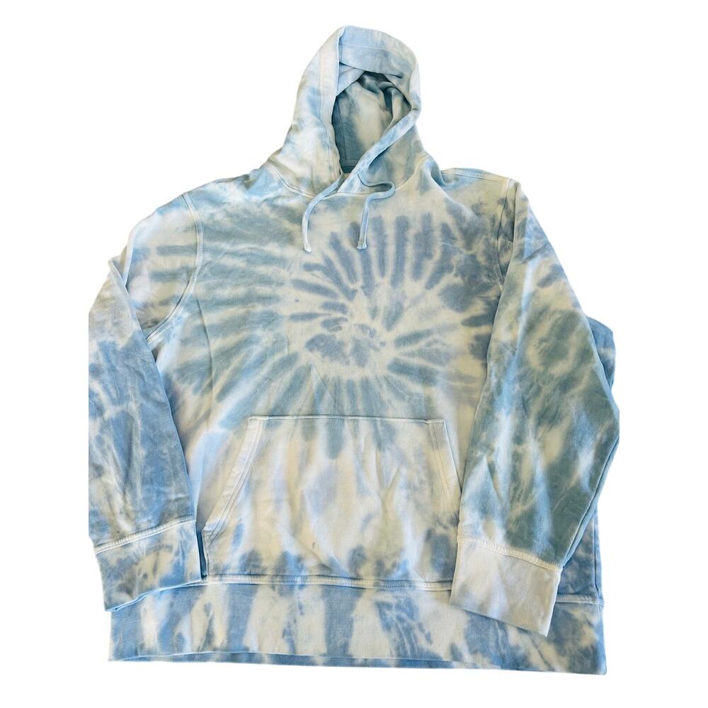 American Eagle XXL Blue White Tie Dye Oversized Hoodie Sweatshirt Cotton - Picture 2 of 8